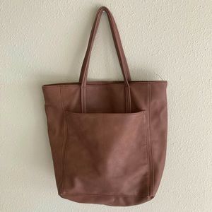 Brown faux leather hand bag